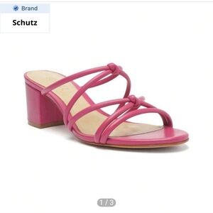 SCHUTZ Pink Knotted Strappy Block Heel Sandal